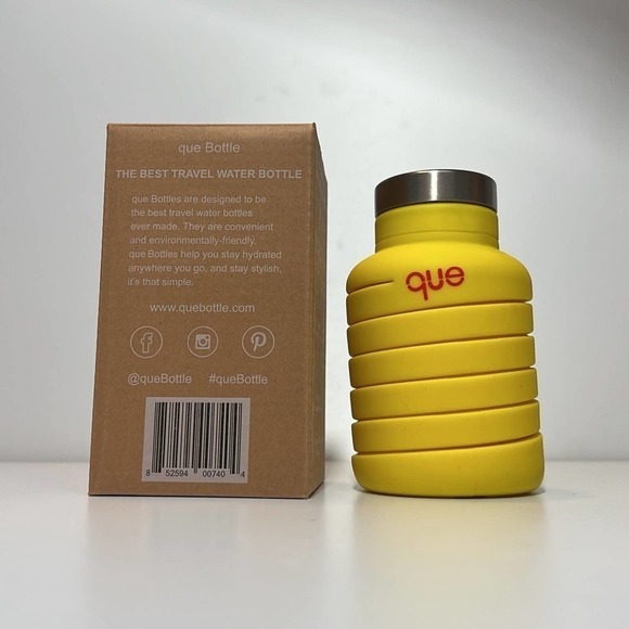 QUE Collapsible Water Bottle Citrus Yellow 20 oz. - Picture 3 of 4